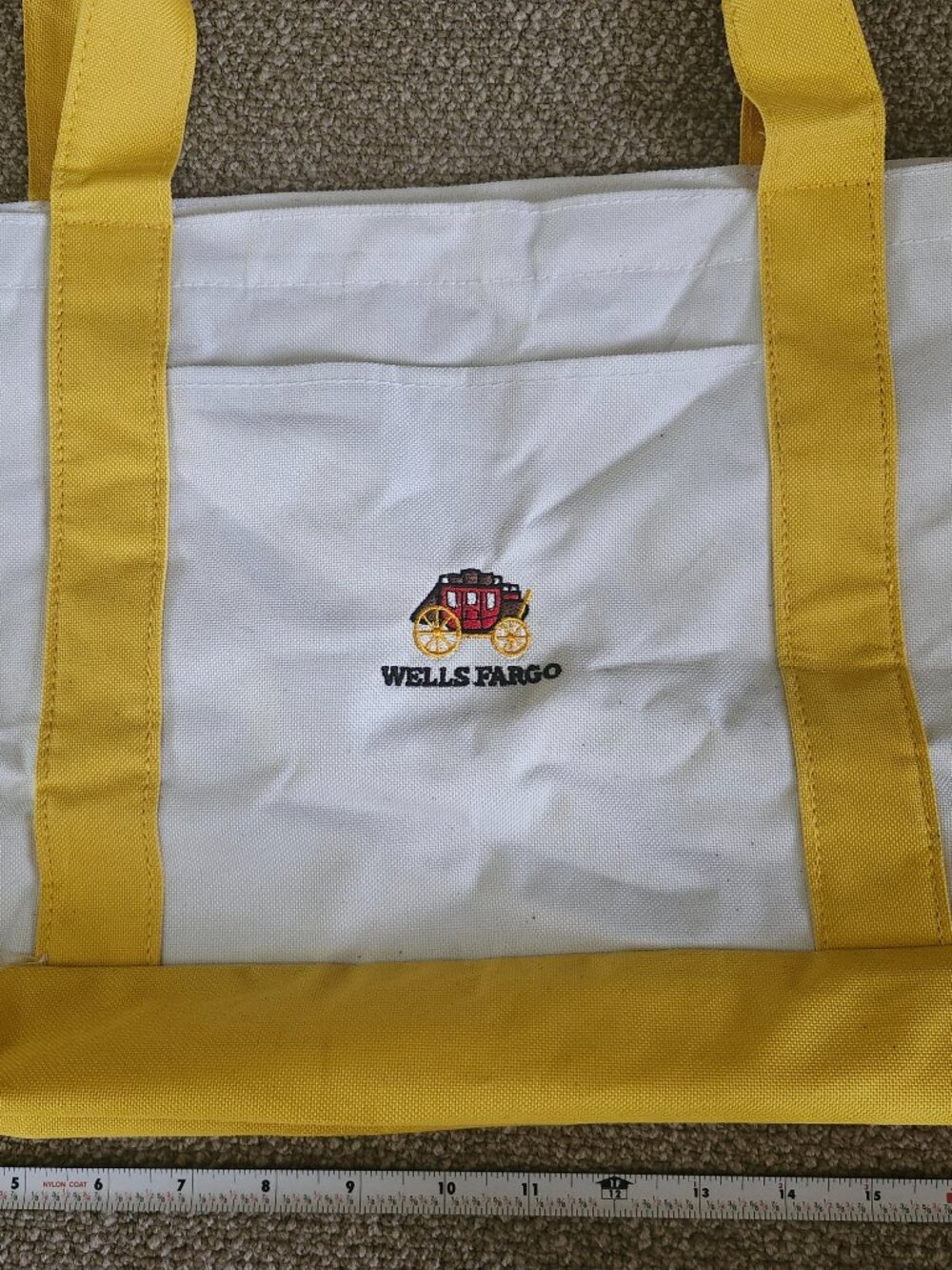 Wells Fargo Embroidered Stagecoach Logo Canvas Tote Beach Shopping Bag NEW